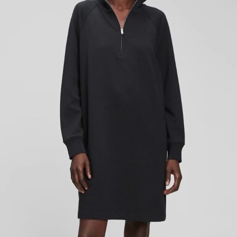 GAP Black Long Sleeve Mock Neck Sweatshirt Dress